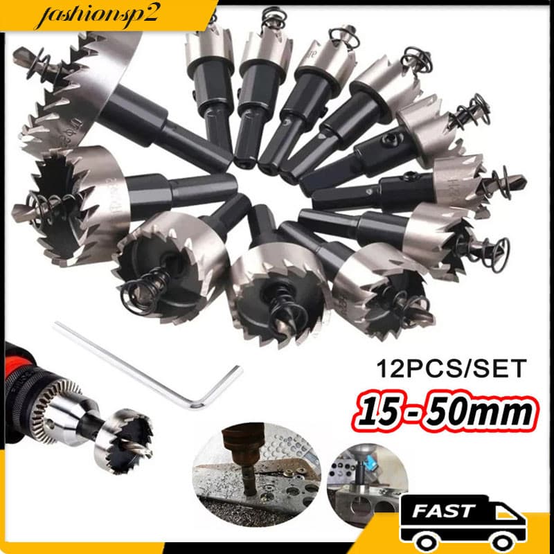 Kit 12 Brocas Serra Copo Furar chapa Metal Aço Ferro 15-30mm jogo ferramentas completo metalurgica