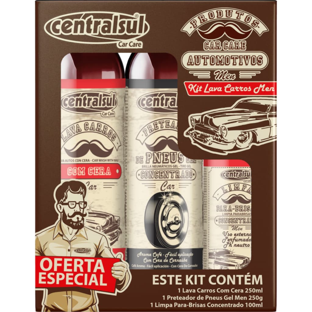 Kit Lava Carros MEN | Limpeza Completa com Brilho e Proteção para a Pintura e Interior do Veículo