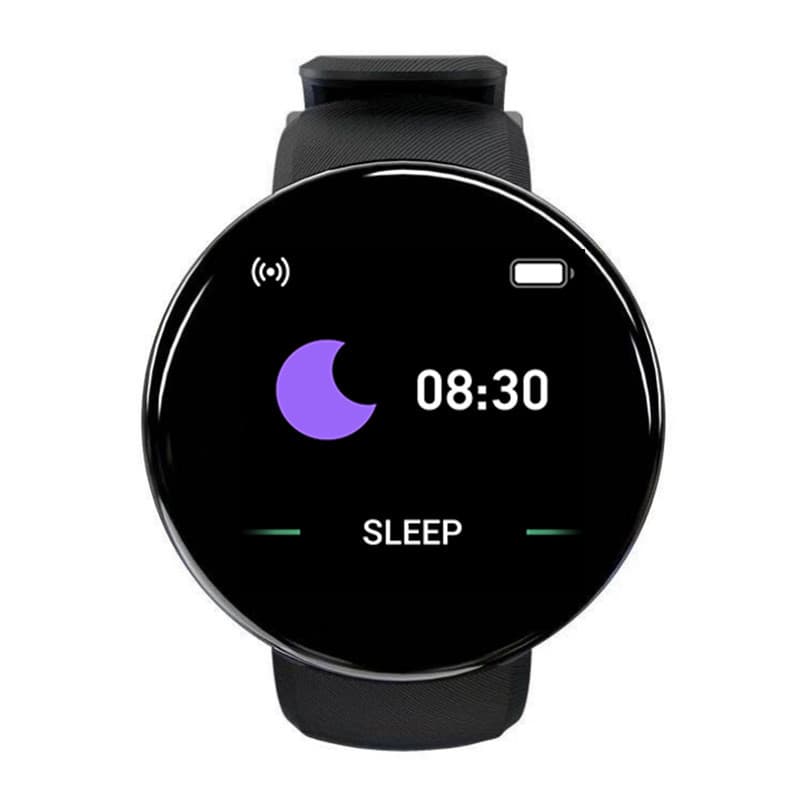 D18 Moda Smartwatch Relógio Inteligente Pulseira Tela Redonda Suporte Passo Contagem Notificação Freqüência Cardíaca E M
