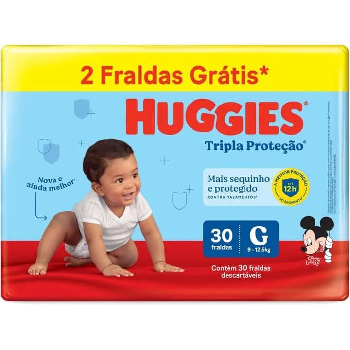 Fralda Huggies Tripla Proteção Mega G 30 Unidades