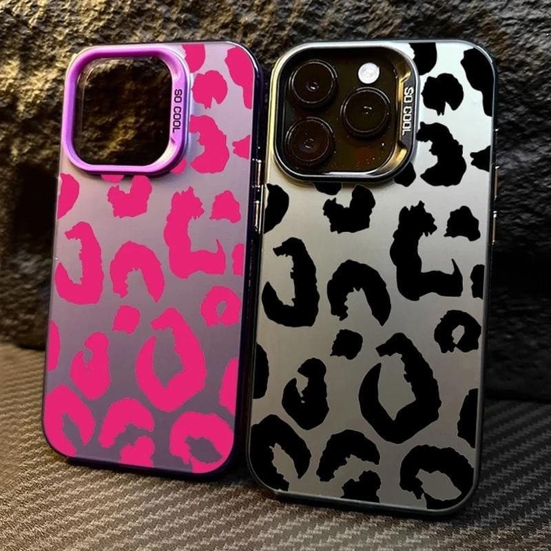 Capa De Celular Samsung Galaxy A04S A05S A06 A12 A13 A14 A15 A16 Capinha Leopardo Galvaniza Prata