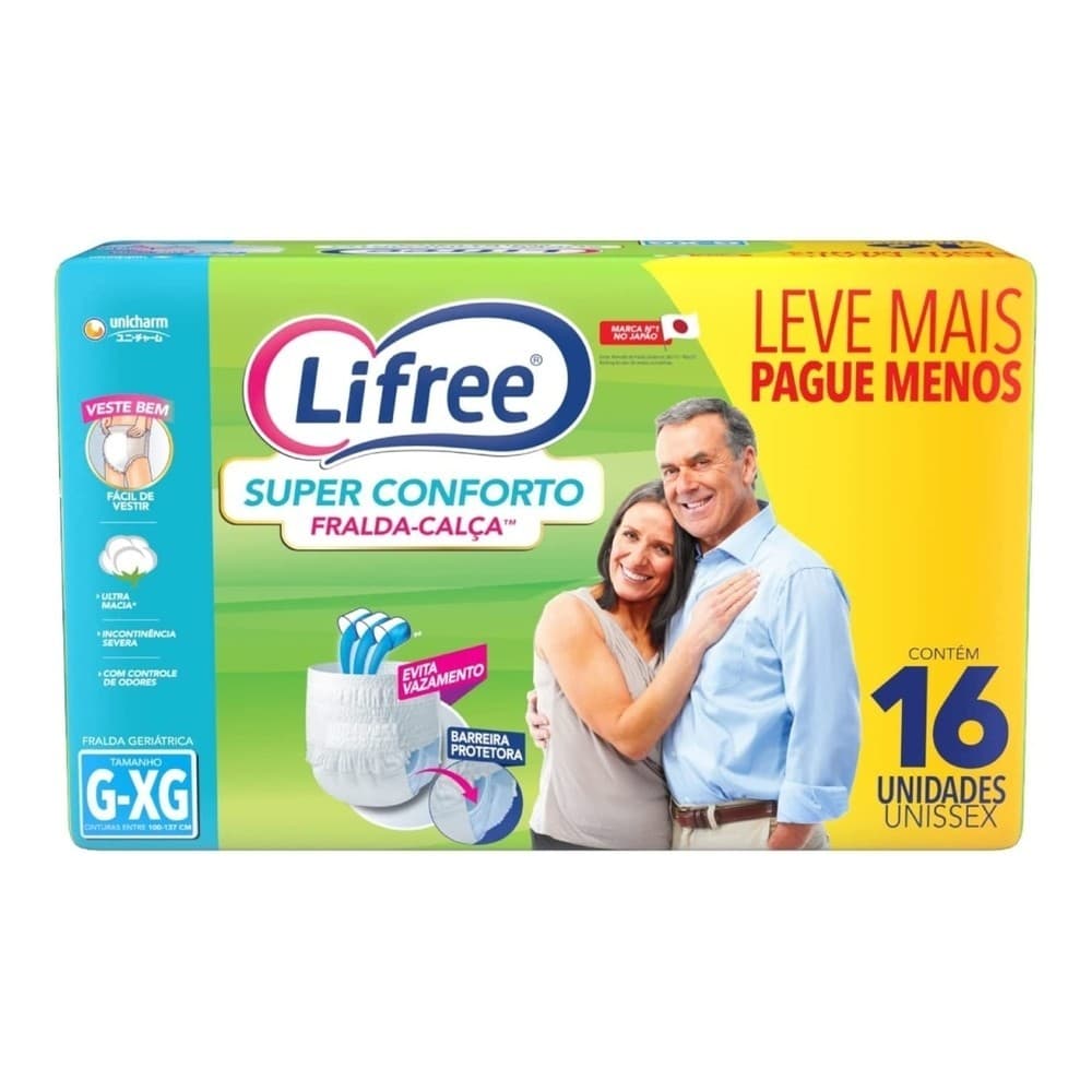 Fralda-Calca Geriatrica Lifree Super Conforto Unissex G-XG 16 Unidades Leve mais Pague menos