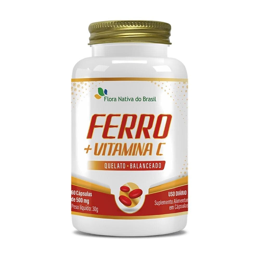 Ferro Quelato 20mg + Vitamina C 100mg 60 Caps Flora Nativa