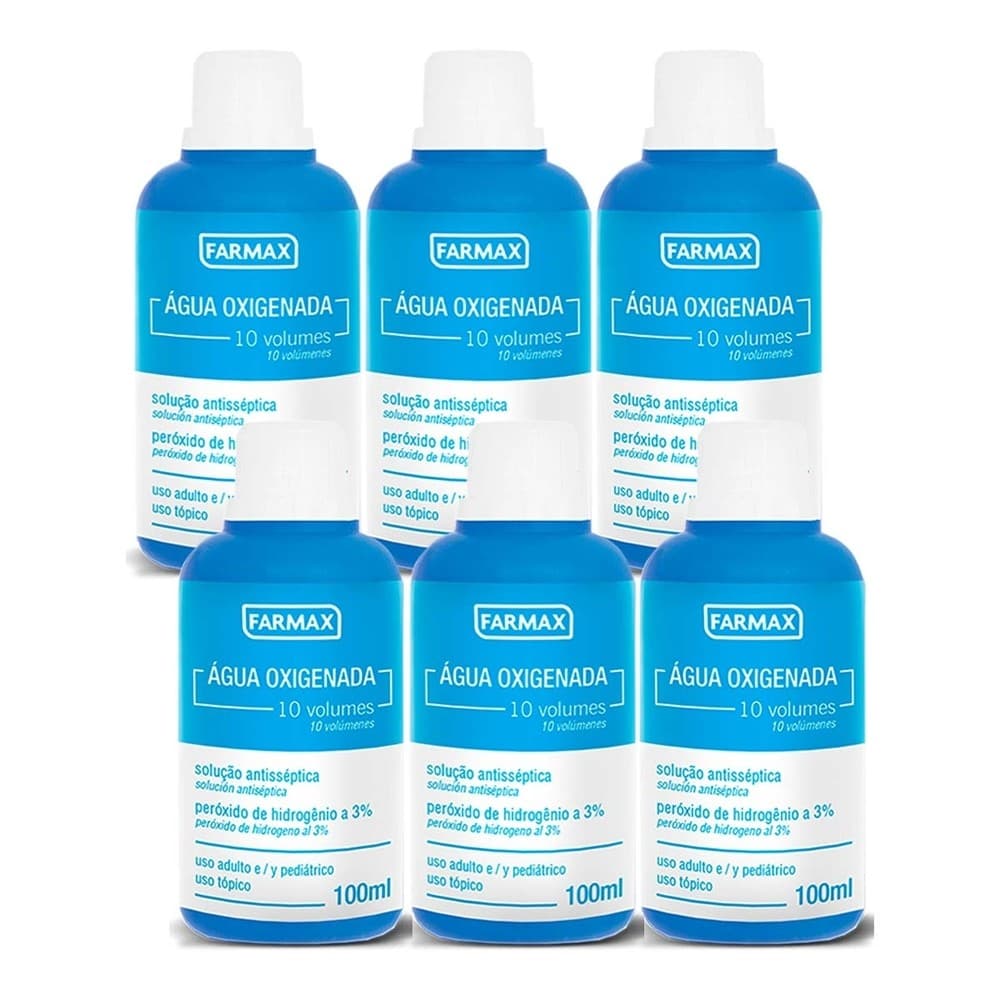 Kit 6 und Água Oxigenada Farmax 10 Volumes 100ml
