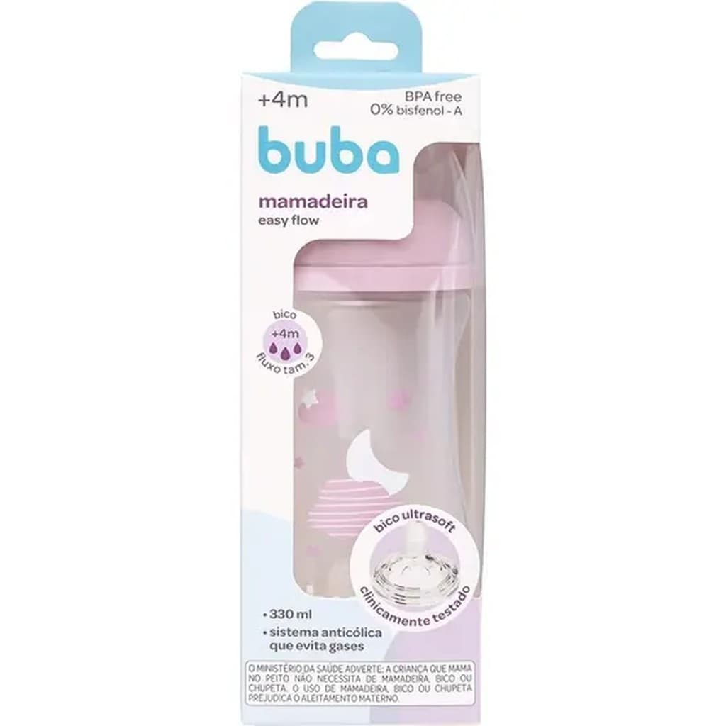 Buba Mamadeira Easy Flow Nuvem Rosa 330ml