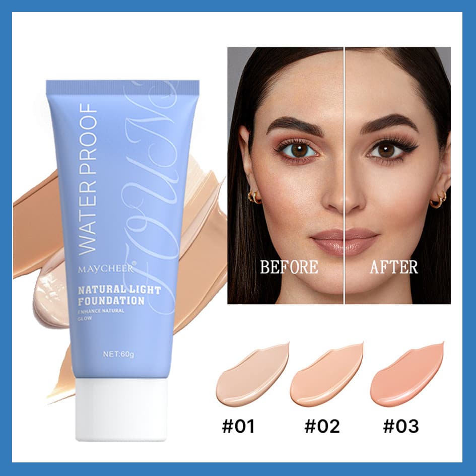 24 horas sem remoção de maquiagem Blue Series Base líquida - Base líquida de brilho Natural - Corretivo à prova d'água à