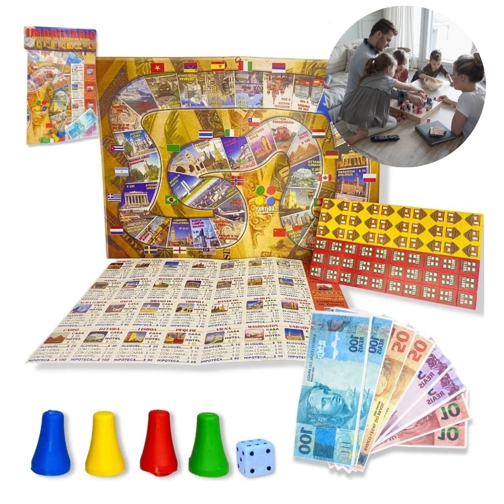 Jogo De Tabuleiro Divertido Para A Familia Banco Imobiliário Mesa Brinquedo Educativo
