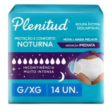 Roupa Íntima Descartável  Plenitud Noturna G/XG Absorção Intensa 14 unidades