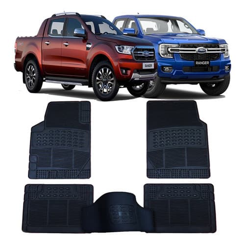 Tapete Automotivo Ford Ranger Universal em Pvc Grosso com Borda + Tapete do Túnel Traseiro