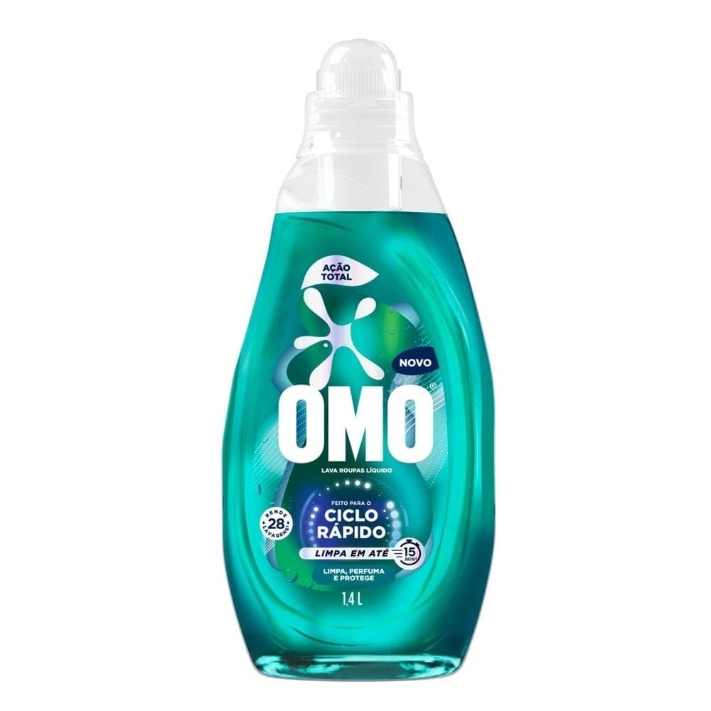 Lava-Roupas Líquido Omo Ciclo Rápido Ação Total Frasco 1,4l