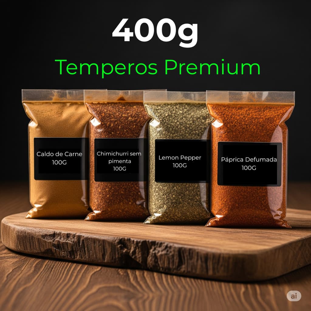 Kit 4 Temperos Premium Naturais 400G DE TEMPERO Alta Qualidade + Preço Imbatível