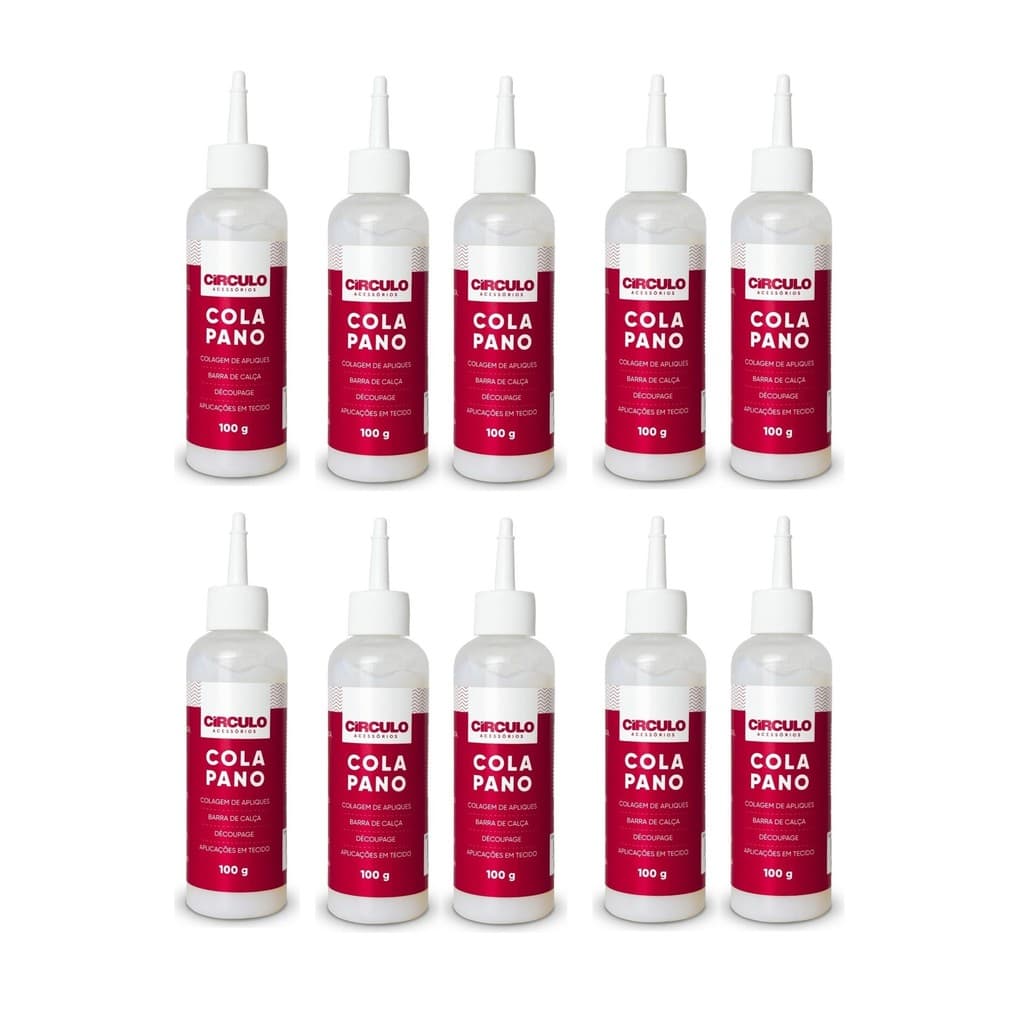 Kit 9 Cola Pano Tecido Circulo 100 G Fixação Resistente para Patchwork e Bordados Tecidos Naturais