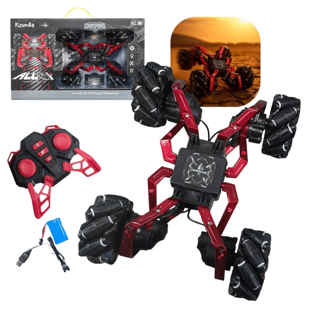 Carrinho Controle Remoto Maluco Com Luz Sensor Anda De Lado 360° Spider Corre de Lado Aranha Kizumba