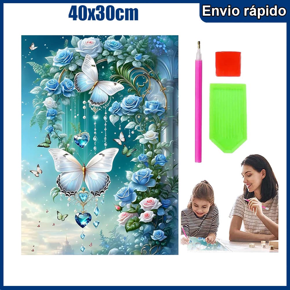 40x30cm Borboleta azul Pintura Diamante 5D Pintura de Diamante Kits De Pintura Diamante Para Adultos Quadrado