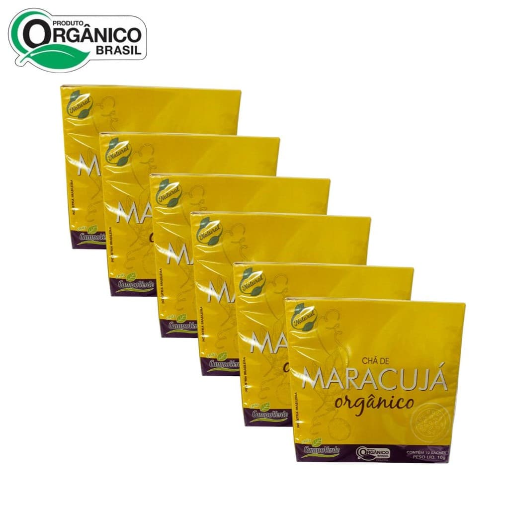 KIT 6 CAIXAS 60 sachês Chá do Fruto de Maracujá Orgânico Campo Verde