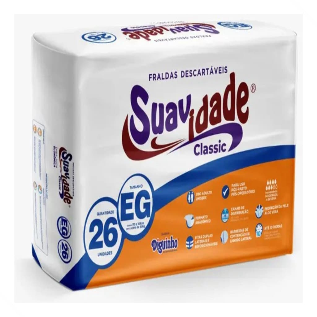 Fraldas para adultos descartáveis Suavidade  Fraldas Descartáveis EG 26