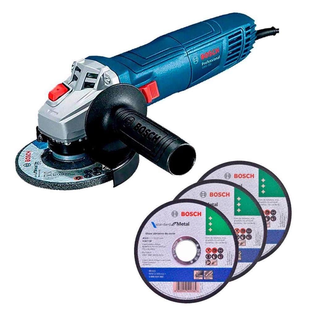 Esmerilhadeira Angular 4.1/2 Pol 700w Gws Com Discos Bosch