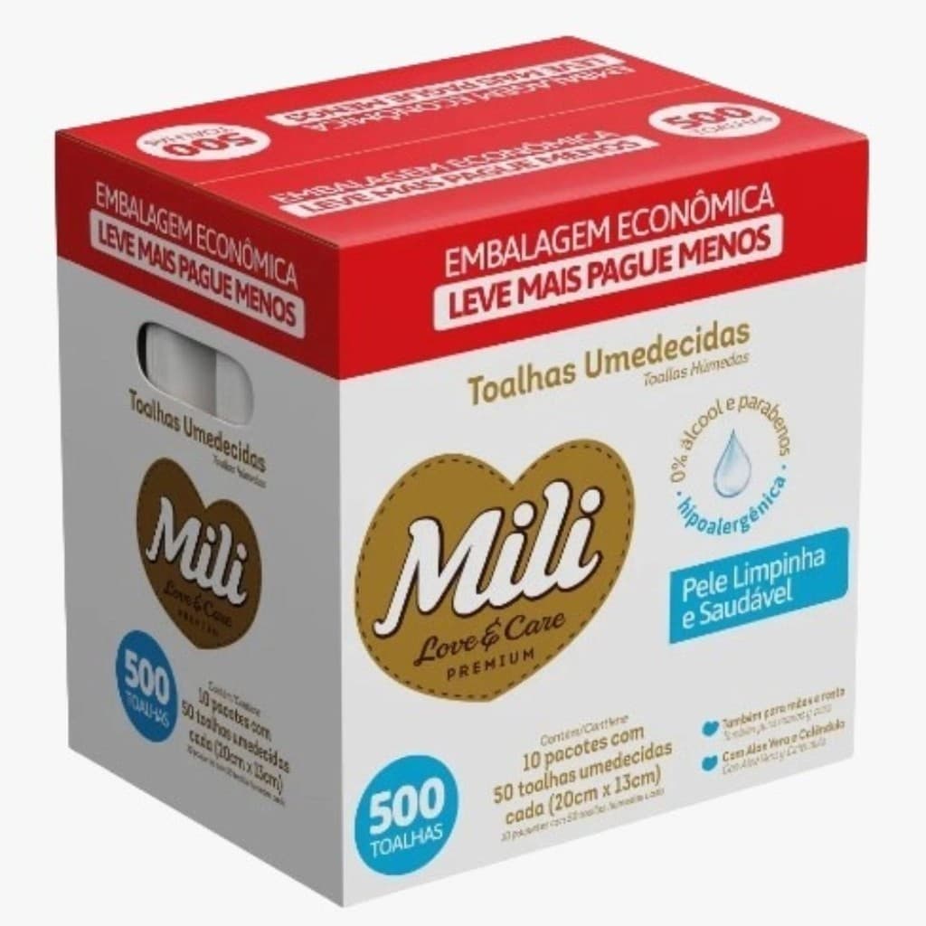 Toalha Umedecida Mili Love & Care Caixa com 480 unidades