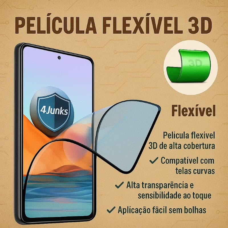 Película Hidrogel Cerâmica Brilhante Flexível Samsung A05 A06 A07 A14 A35 A54 A56 S22 S23 S25 S26