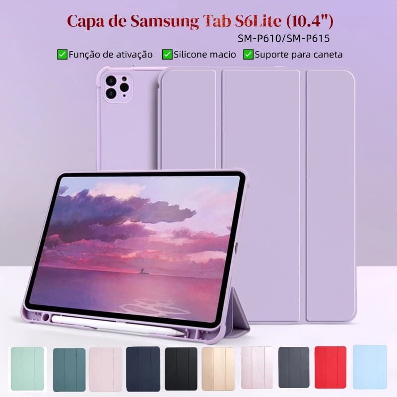 Capa para Samsung Tab S6 Lite (10.4") com Suporte para Caneta e Suporte Dobrável