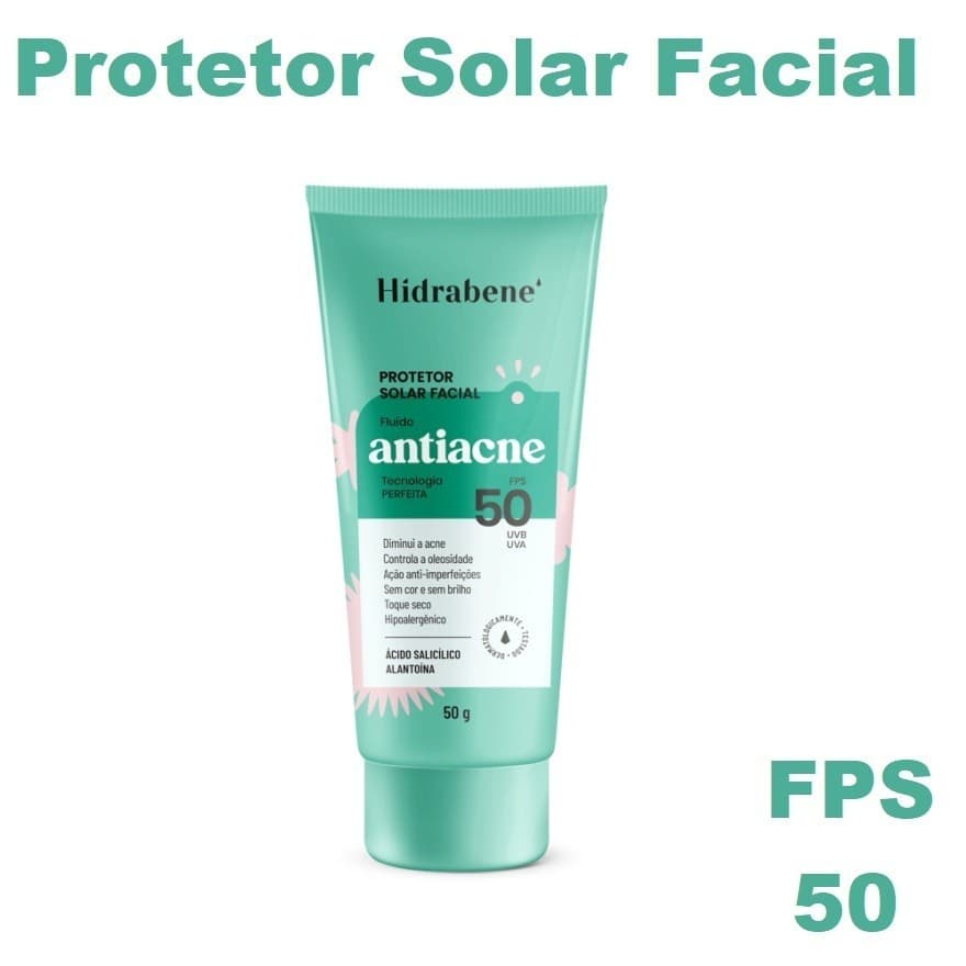 Hidrabene Protetor Solar Facial Antiacne FPS 50 - 50g