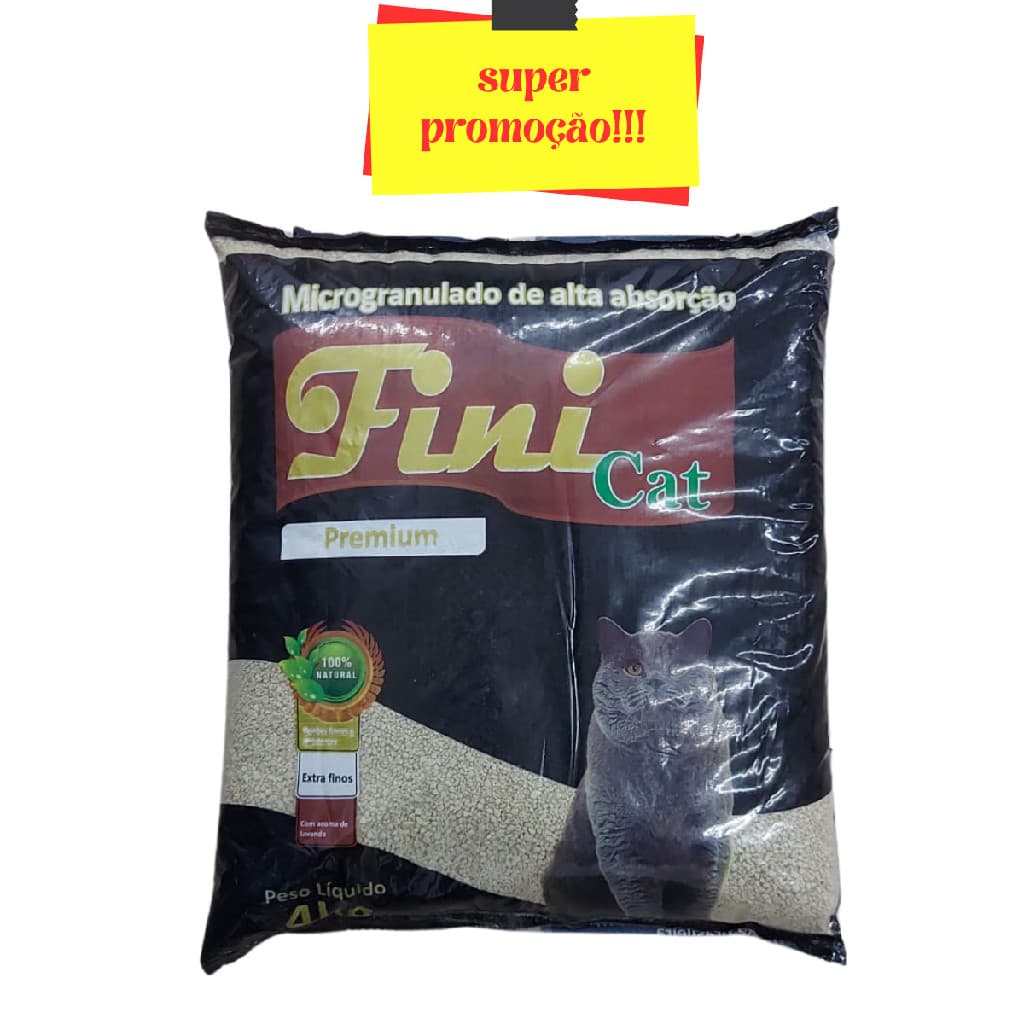 Areia Para Gatos Sanitária Fini Cat Premium Tradicional para Gato 4kg