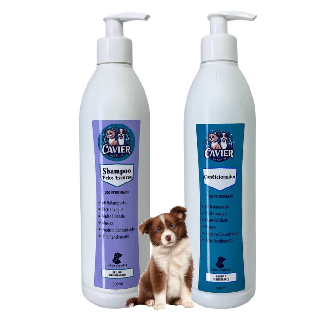 Shampoo Pelos Escuros + Condicionador Para Cães - Cavier Pet