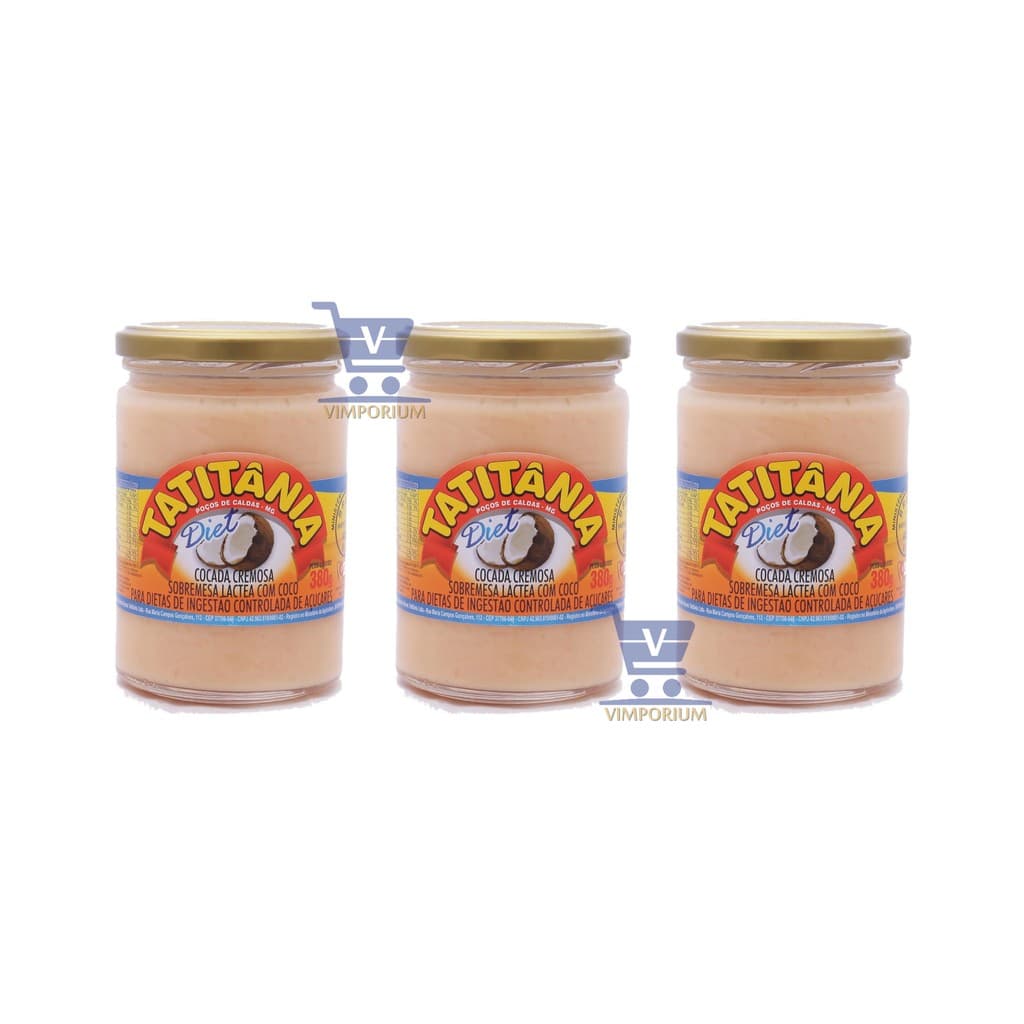 3 Deliciosas Cocada Cremosa Diet 380g - Tatitânia - Zero Açúcar, Saudável