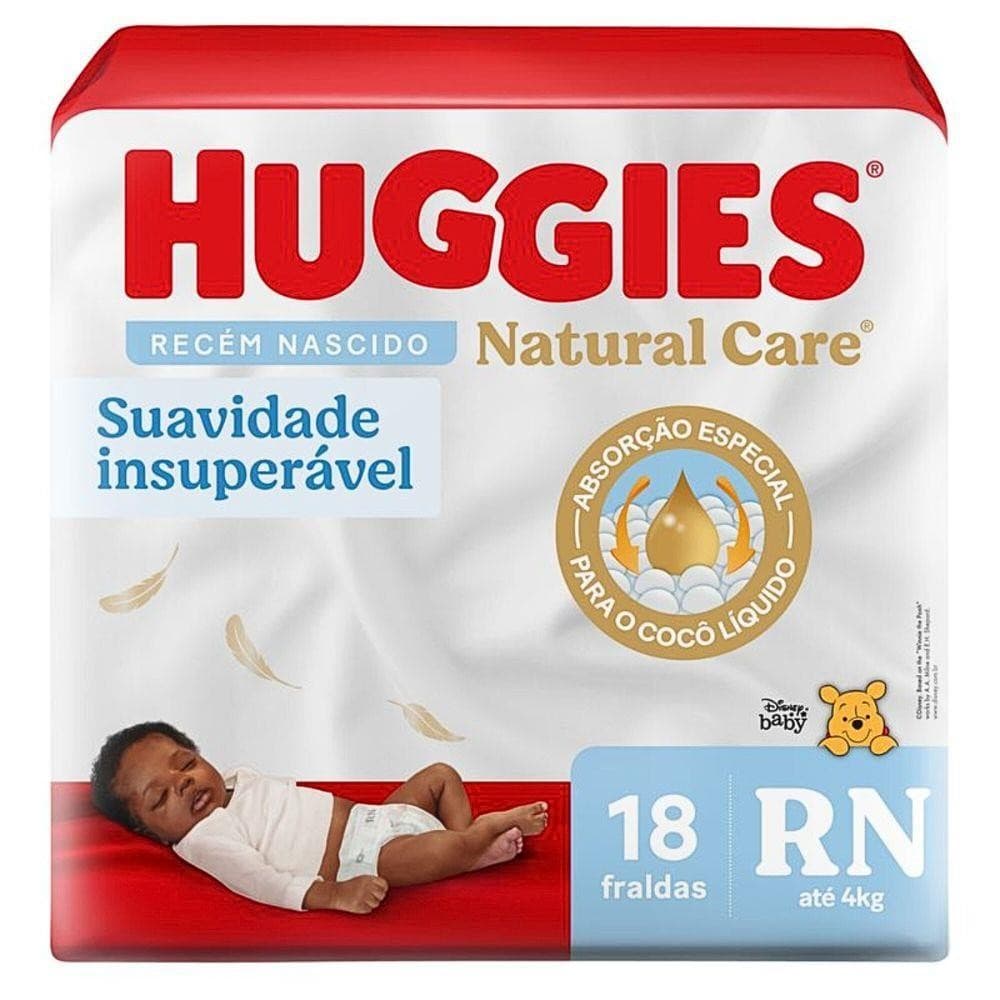 HUGGIES FRALDAS NATURAL CARE RN COM 18 UNIDADES