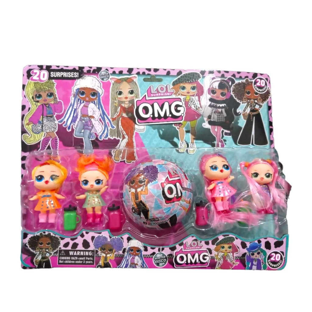 kit bonecas Lol com cabelo cartelado +  bola surpresa 5 bonecas articuladas acessórios brinquedo menina