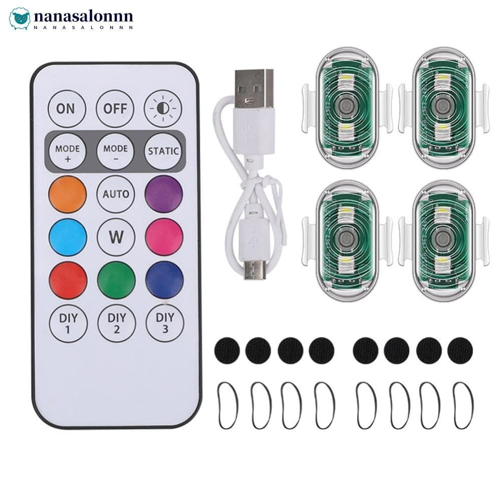 NANASALONNN Motocicleta LED Luz Estroboscópica Flash Controle Remoto Sem Fio Anti-Colisão Lâmpada De Advertência À Prova