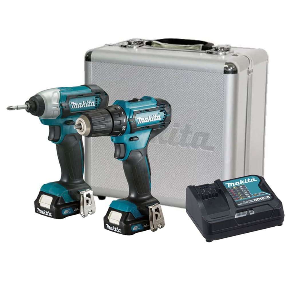 Combo Parafusadeira Furadeira e Chave Impacto Makita 12v C/ 2 Baterias + Maleta  CLX224SAX