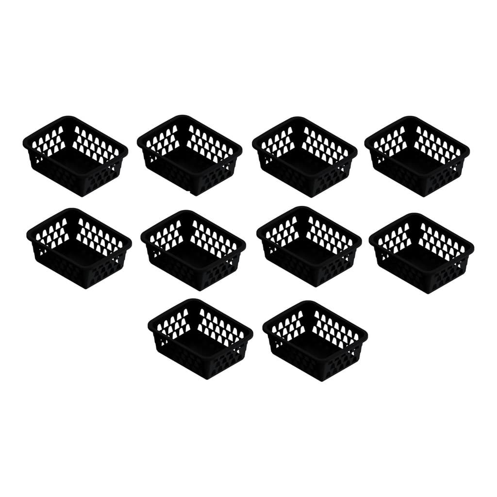 Kit 10 Cesto Organizador Multiuso Lavanderia Banheiro Preto 16x12x6cm