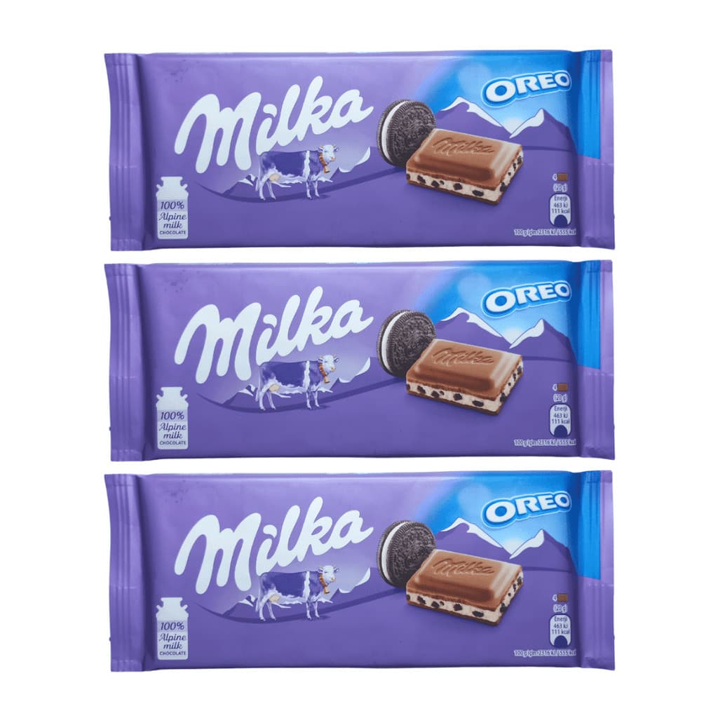 Kit 3 Barras Milka Oreo com Creme e Biscoito 100g