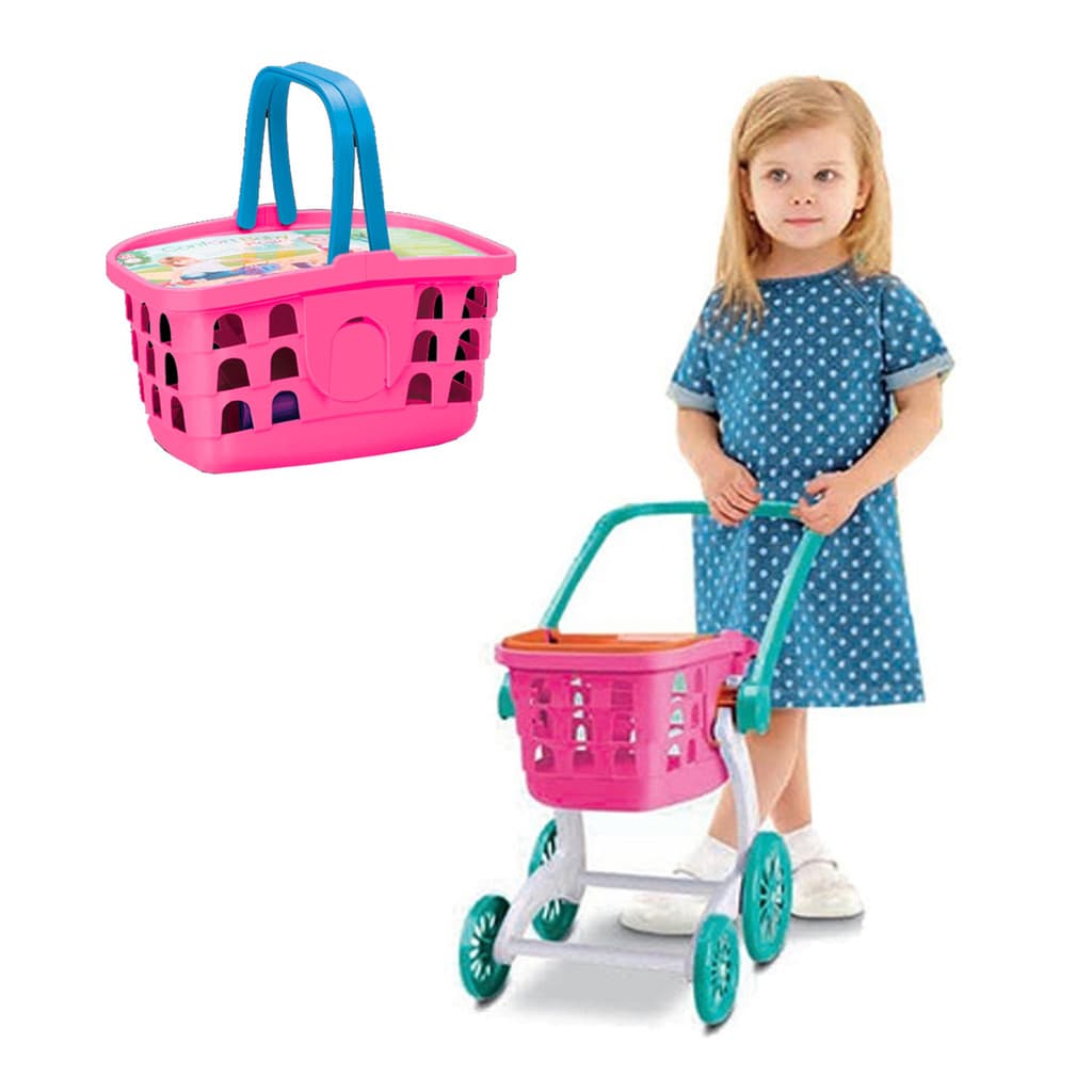 Carrinho Supermercado Cestinha Compras 2x1 Infantil Oferta Entrega Direta