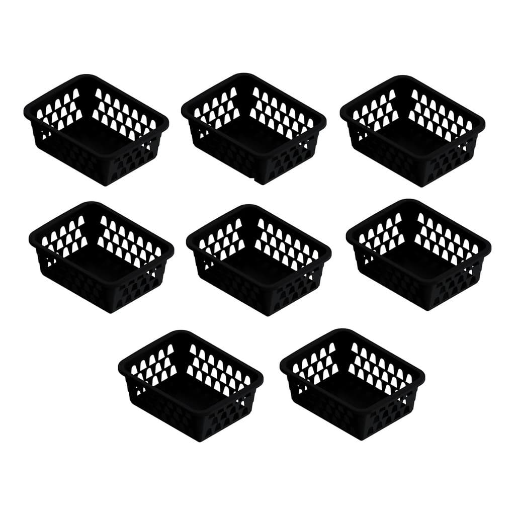 Kit 08 Cesto Organizador Multiuso Lavanderia Banheiro Preto 16x12x6cm