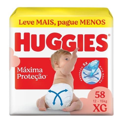 Huggies Fralda Descartável Máxima Proteção XG - 58 Un