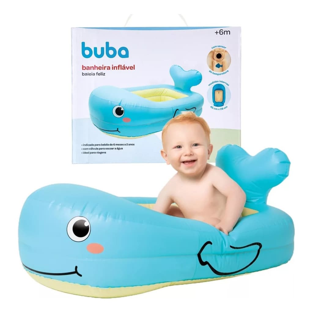 Banheira Inflável Portátil Baleia Feliz Bebê Piscina - Buba
