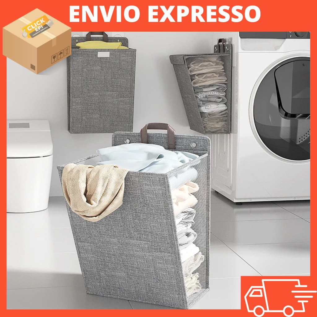 Cesto De Roupa Suja e Brinquedos Dobravel Organizador Forrado Banheiro Grande