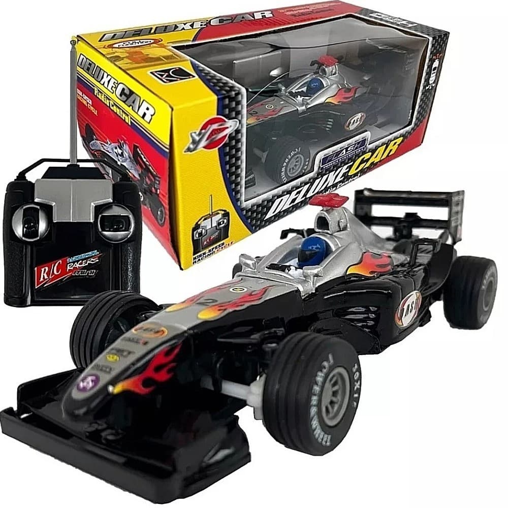 Carrinho de Corrida Fórmula 1 com Controle Remoto Deluxe Car F1 Preto