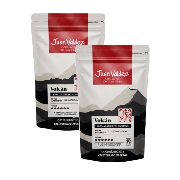 2 CAFÉ EM GRÃOS COLOMBIANO JUAN VALDEZ VOLCAN ESPRESSO 250G