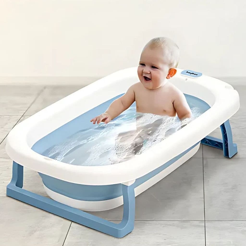 Banheira Infantil Portátil com Suporte Estável – Ideal para 6 a 18 Meses – Brinde Tapete Estrela
