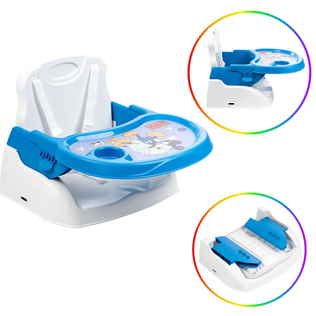 Cadeira Alimentação Booster Portátil | Disney Mickey | Até 15kg | Bandeja Ajustável 5 Pontos