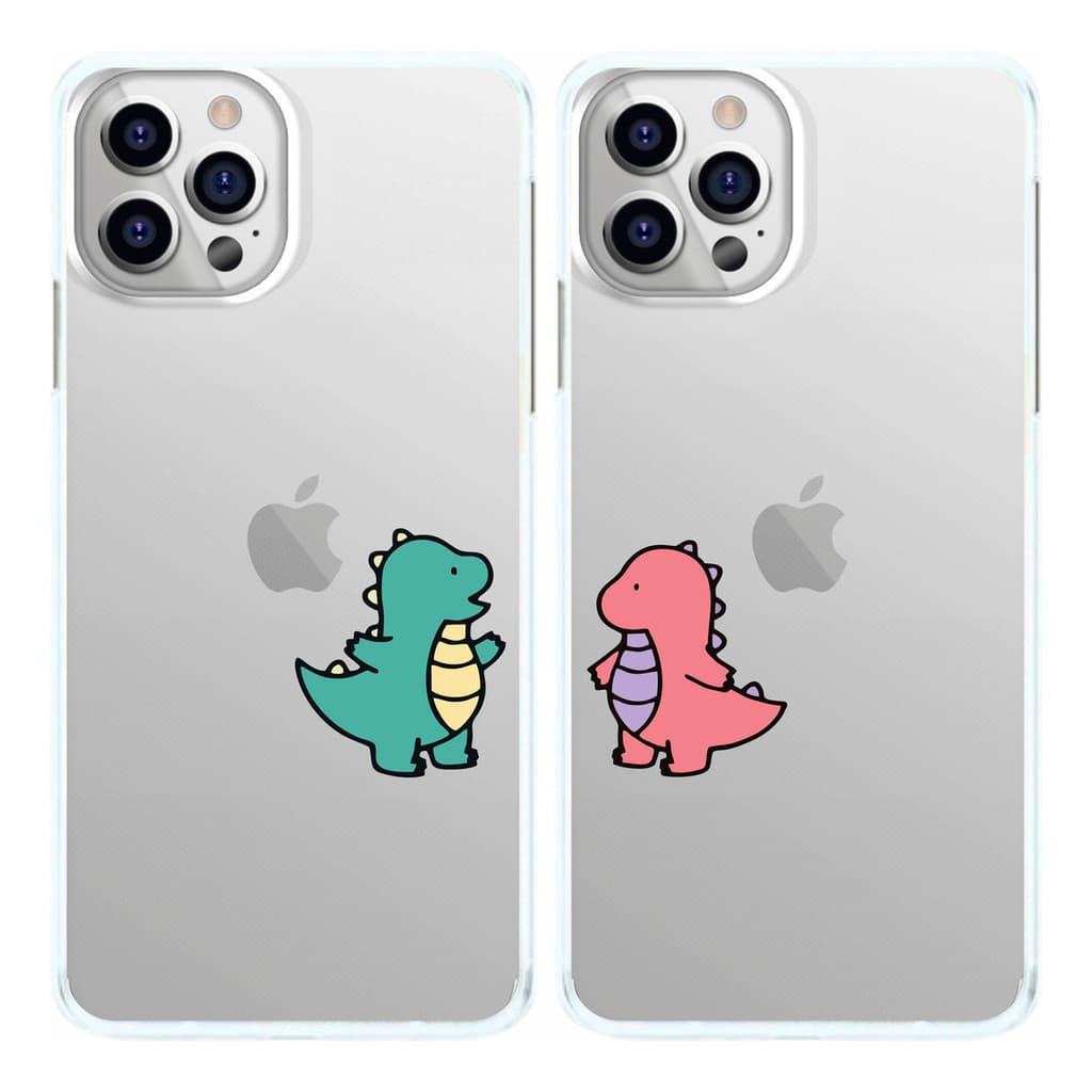 Capinha Dinossauros Coloridos 2 Capas Casal Amigos Capa de Celular