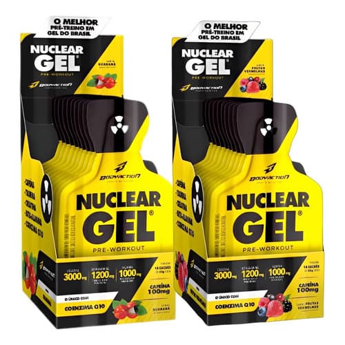 Kit 2 Pre Treino Nuclear Gel Caixa Com 10 Saches ( Frutas Vermelhas e Guaraná) Bodyaction