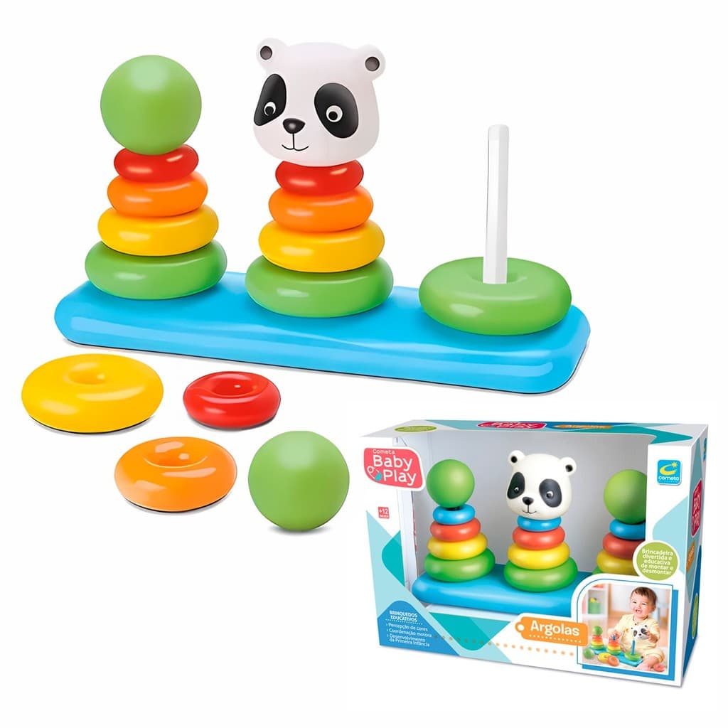 Jogo De Argolas Baby Play Brinquedo Para Bebês Educativo Sensorial - Cometa Brinquedos