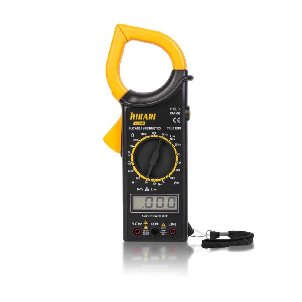 Alicate Amperímetro Digital Hikari HA-3300 TRUE RMS - Bolsa, Bateria, Ponta de Prova, Continuidade