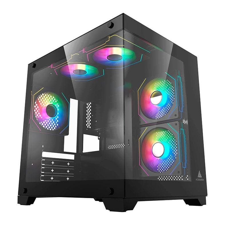 Gabinete Gamer Aquário Acegeek Vacancy L375, Mid-Tower, Lateral de Vidro, Preto, AG-VACANCY-L375-BK