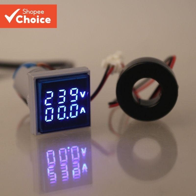 Voltímetro Digital LED Quadrado De Duplo Display E Medidor De Tensão AC 60-500V 0-100A