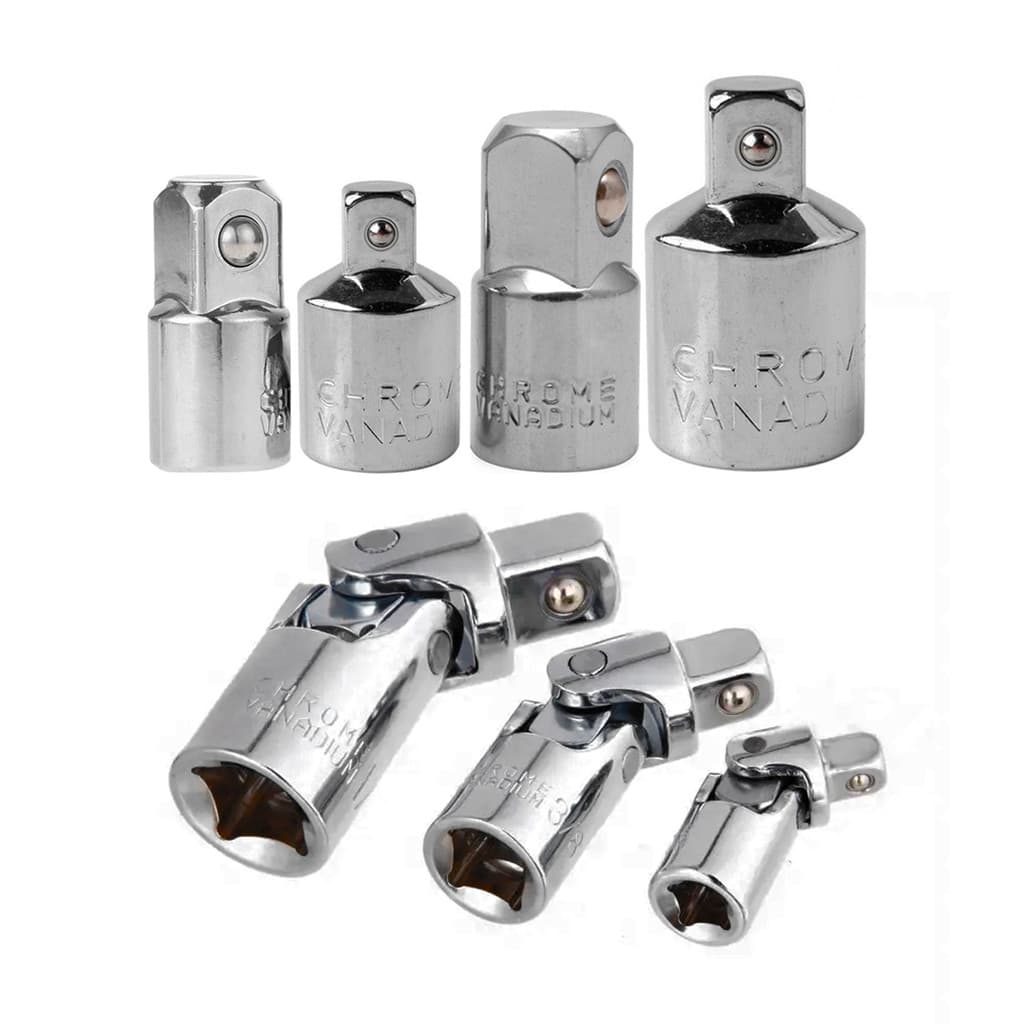 Adaptadores Juntas Universais Jogo P/ Soquete Pito Cachimbo Chave Catraca Kit 7 Peças